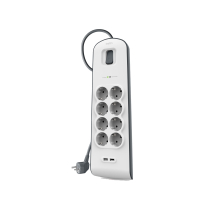 BELKIN Multipresa/Paraspruzzi 8 prese + 2 porte USB - cavo da 2m - Bianco