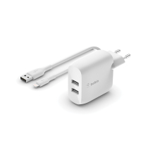 BELKIN Caricatore 24W + cavo Lightning (2 USB-A) (Bianco)